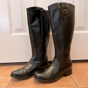 Clarks Plaza Beagle Black Tall Leather Riding Boots Women’s Size 7M